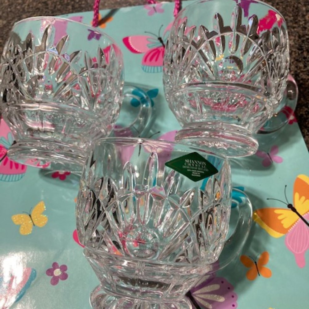 (3) Shannon Crystal Coffe Cups